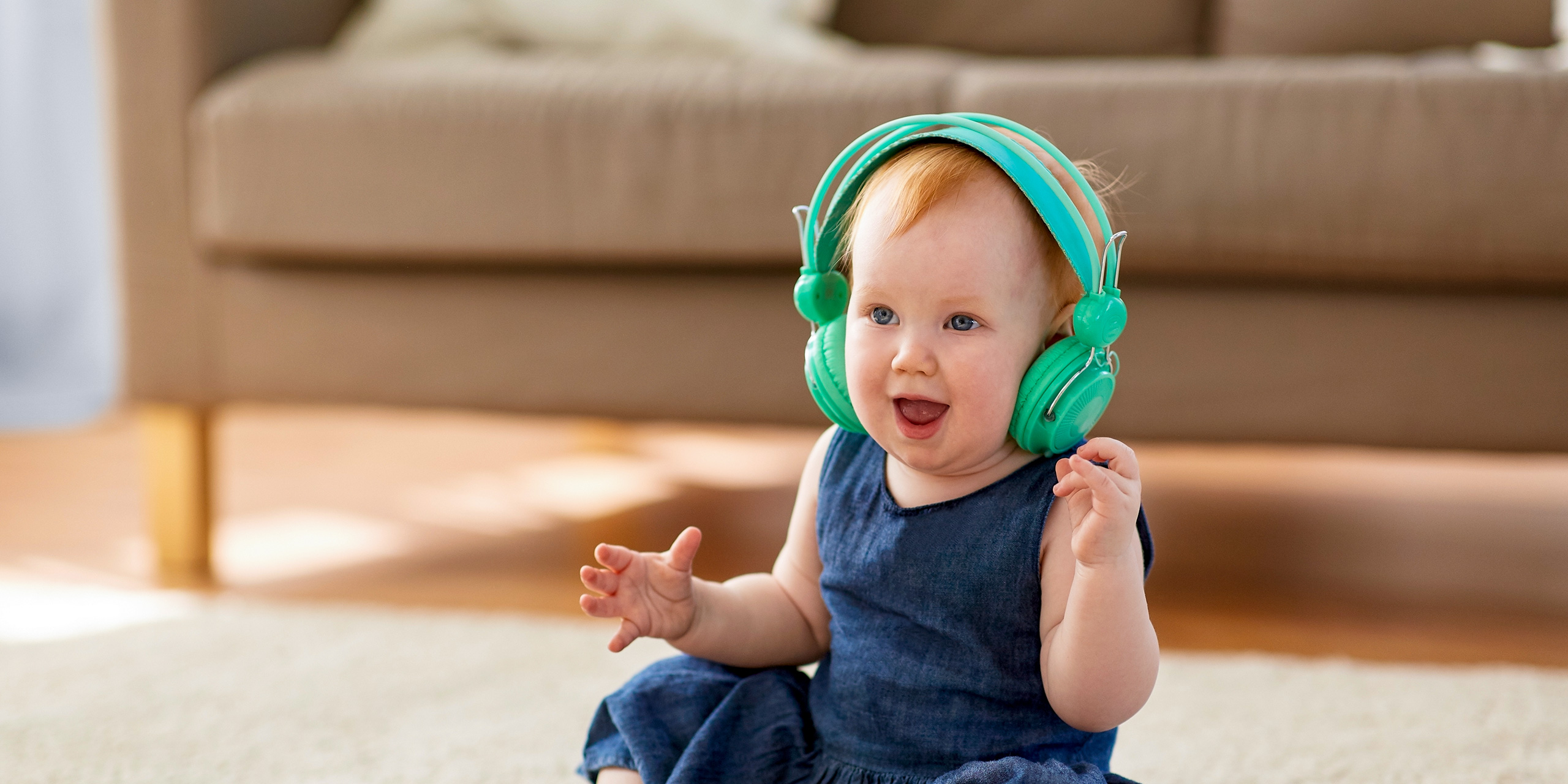 baby wearing headphones