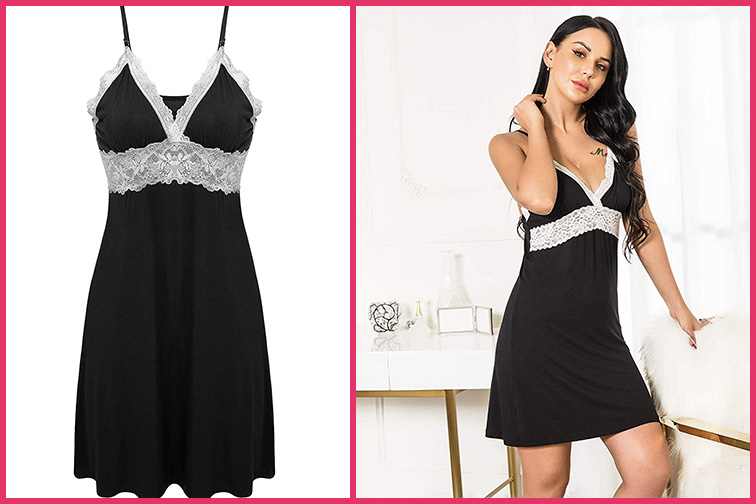 Ekouaer Sleepwear Women’s Chemise Nightgown Full Slip Lace Lounge Dress; Courtesy of Amazon