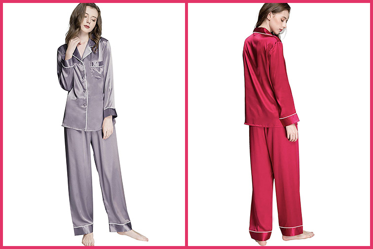 Women’s Silk Satin Pajamas Set – Button Down Sleepwear Loungewear; Courtesy of Amazon