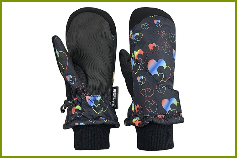 NICE CAPS Kids Boys Girls Thinsulate Waterproof Easy On Zip-Up Winter Ski Gloves