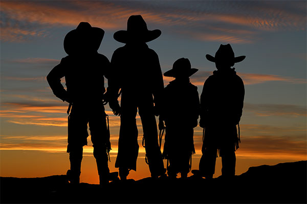 Silhouette of Kids at Dude Ranch
