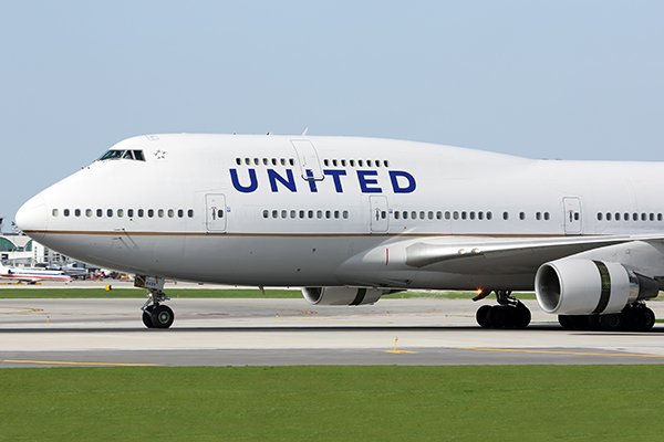 A United Airlines plane flying out of Chicago