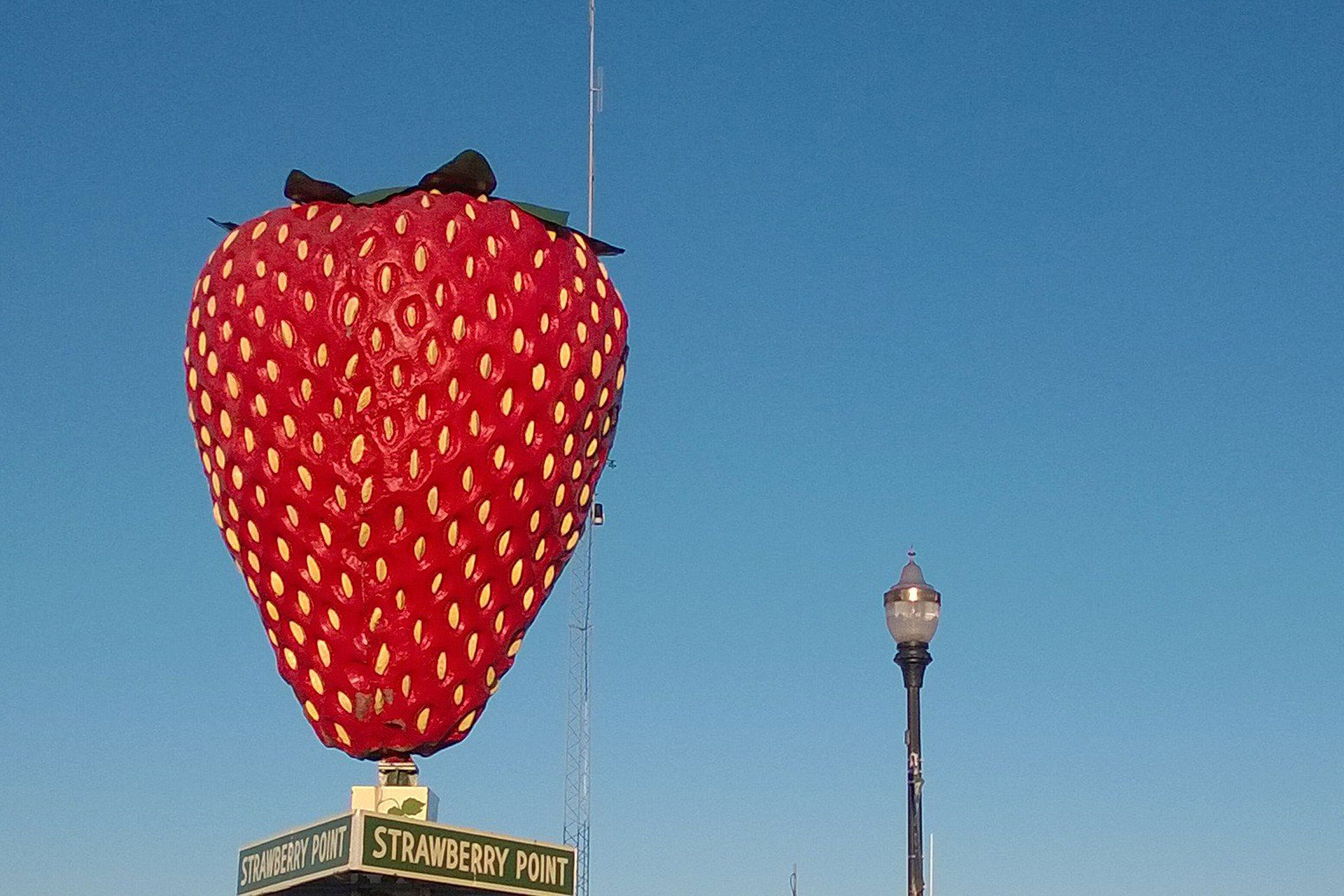 World’s Largest Strawberry in Strawberry Point, Iowa; Courtesy of Travel Iowa