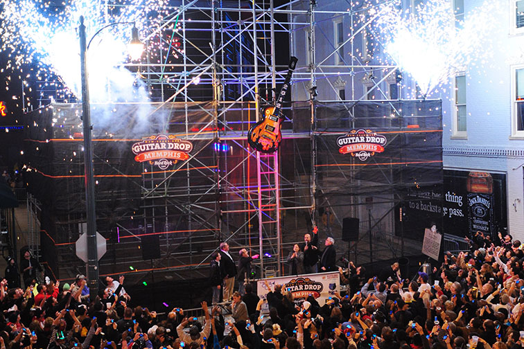 Guitar Drop on New Years Eve in Memphis, TN Courtesy of Andrea Zucker