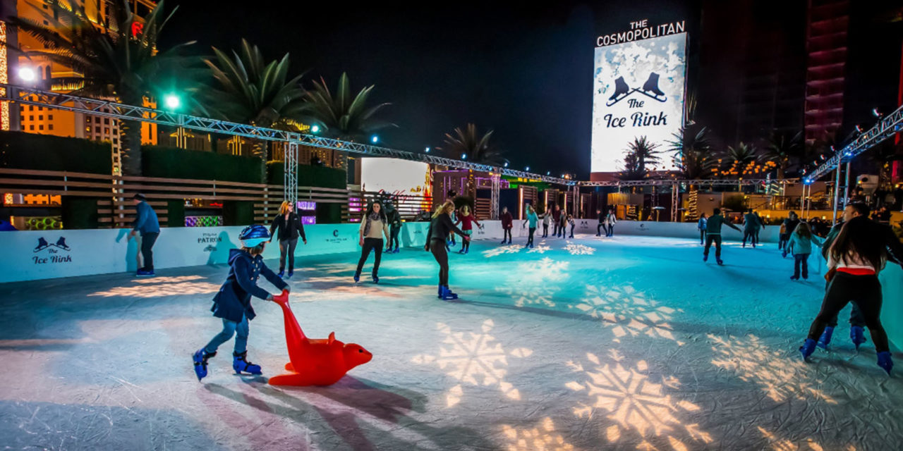 People ice skating at the rink at The Cosmopolitan of Las Vegas