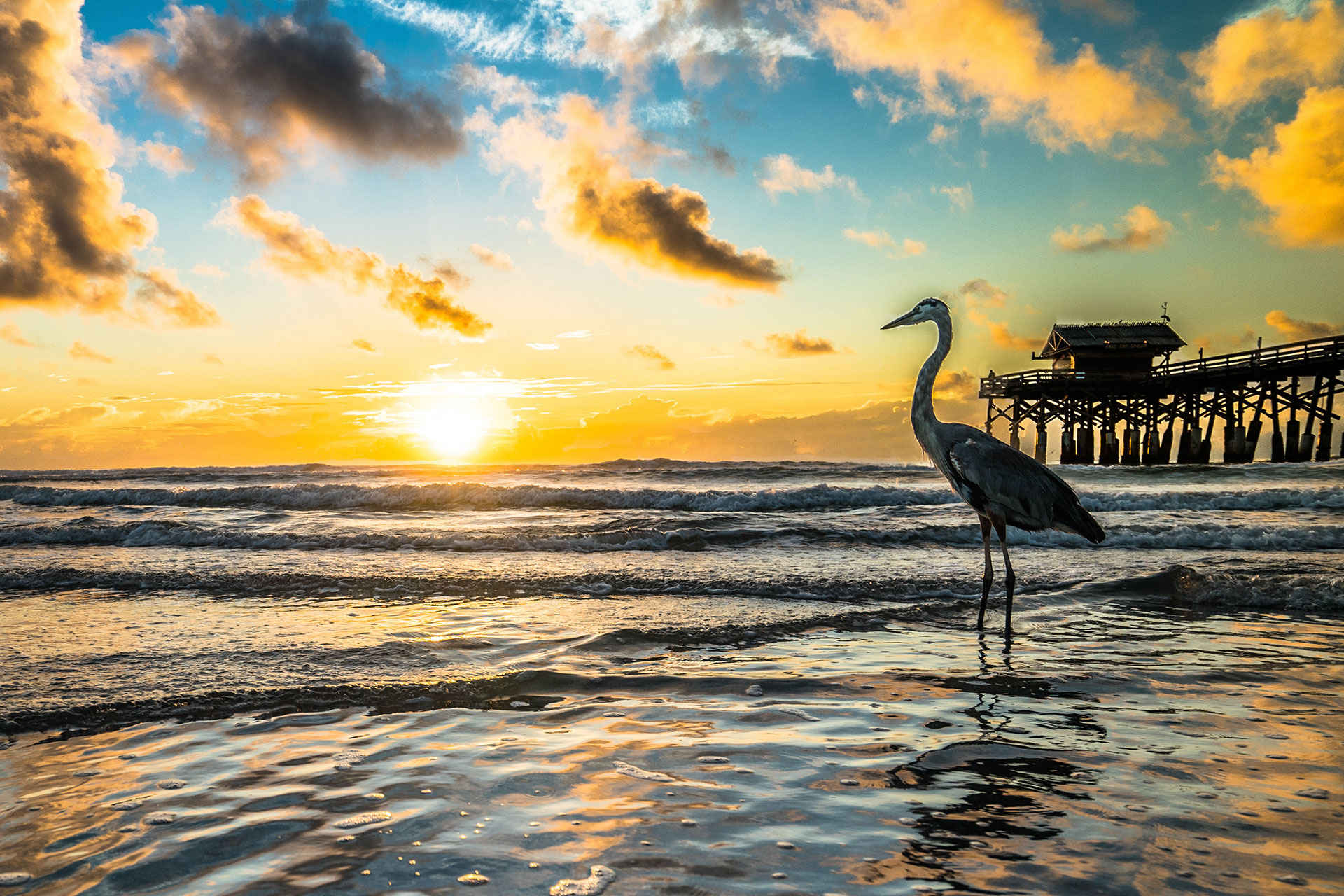 Courtesy of Jason Sponseller/Shutterstock.com Cocoa Beach, Florida at Sunset