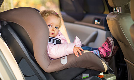 Photo of toddler in car