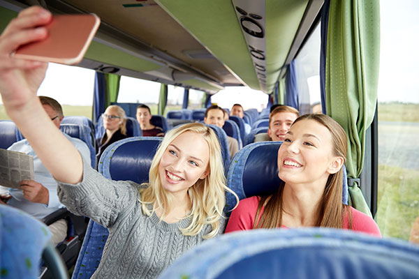 Teen Girls on Bus Trip