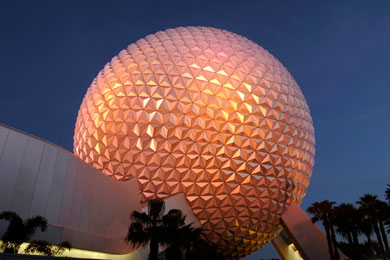 The entrance to Epcot in Florida.