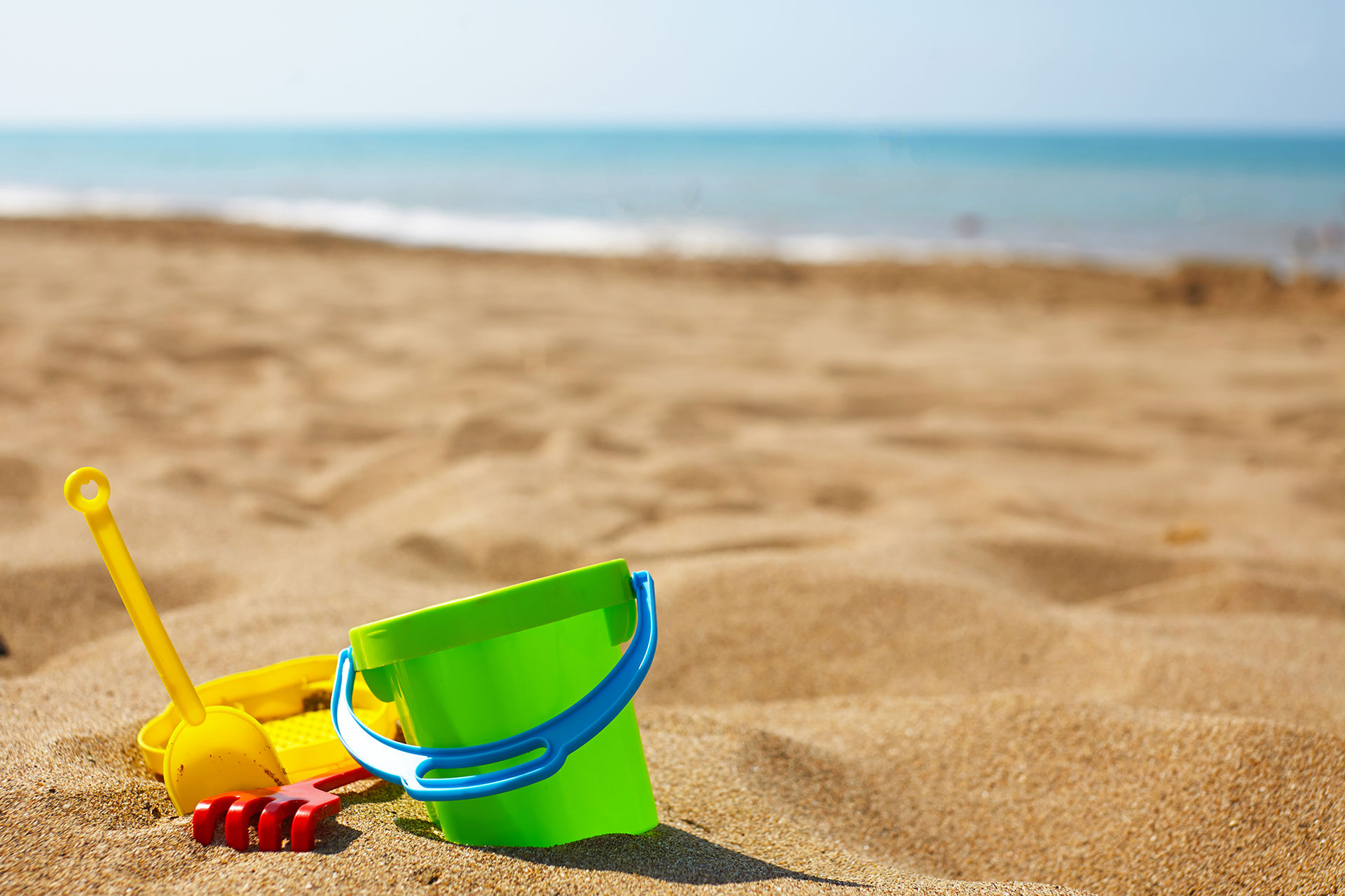 Bucket and Shovels on Beach