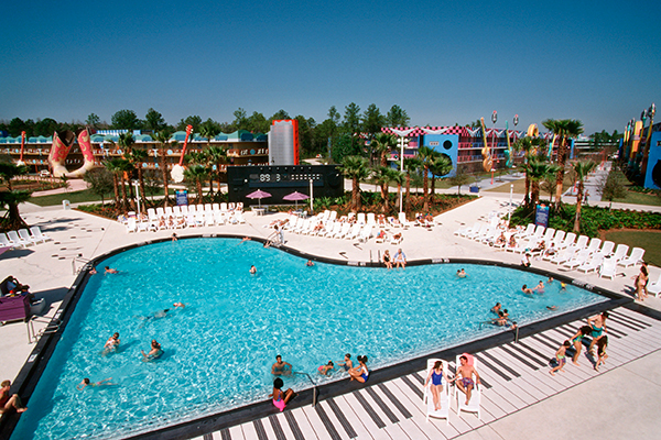 The pool at Disney's All-Star Music Resort in Orlando, Florida.