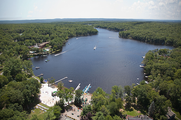 An aerial photo of Woodloch Pines in the Poconos.