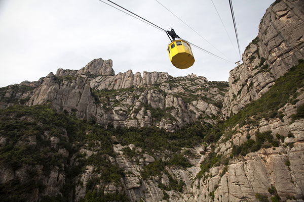 The cable car ride to Montserrat in Spain.
