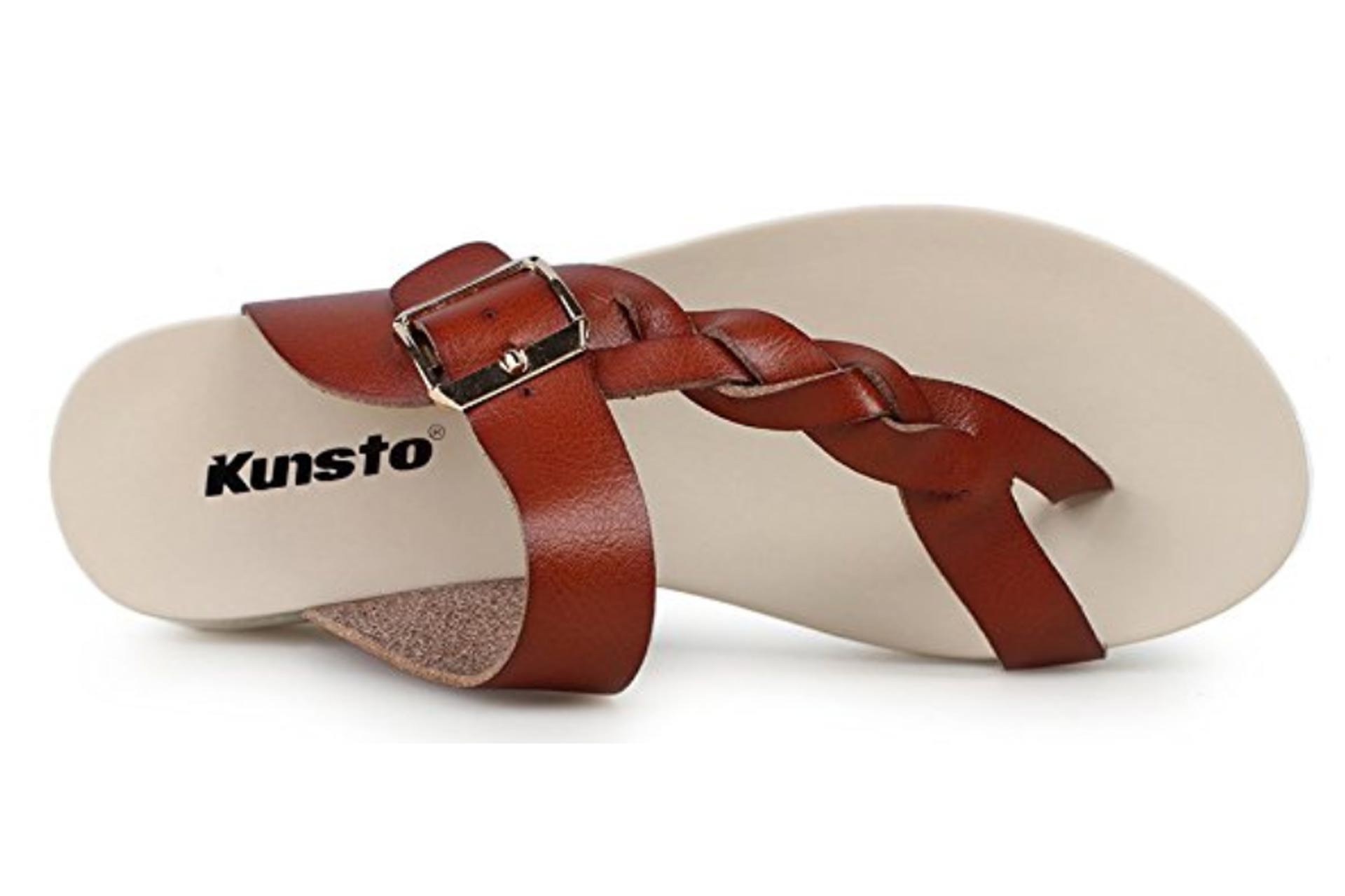Kunsto Women's Platform Braid Flip Flop Woven Thong Sandal.