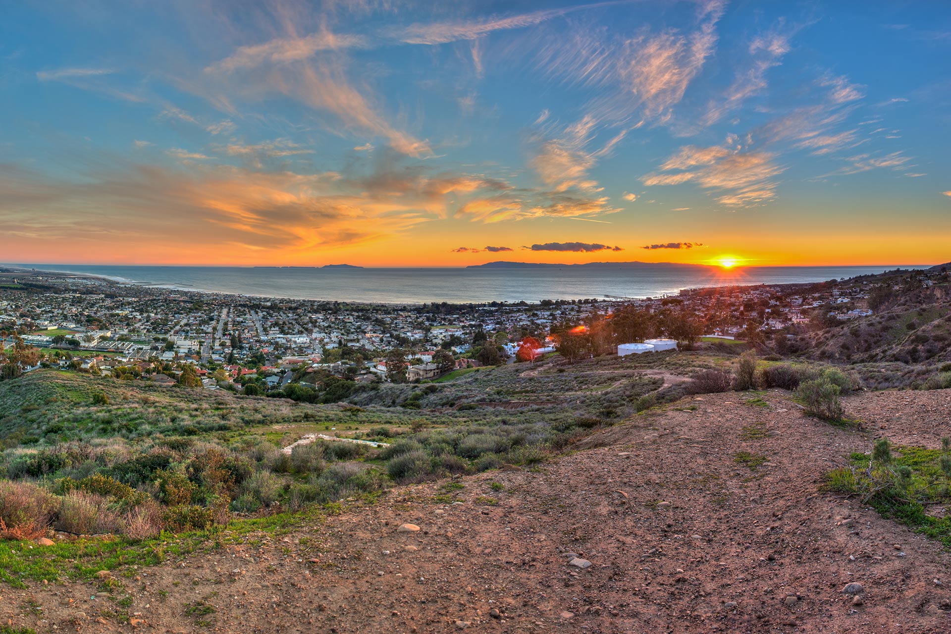 Sun setting off the coast of Ventura, California