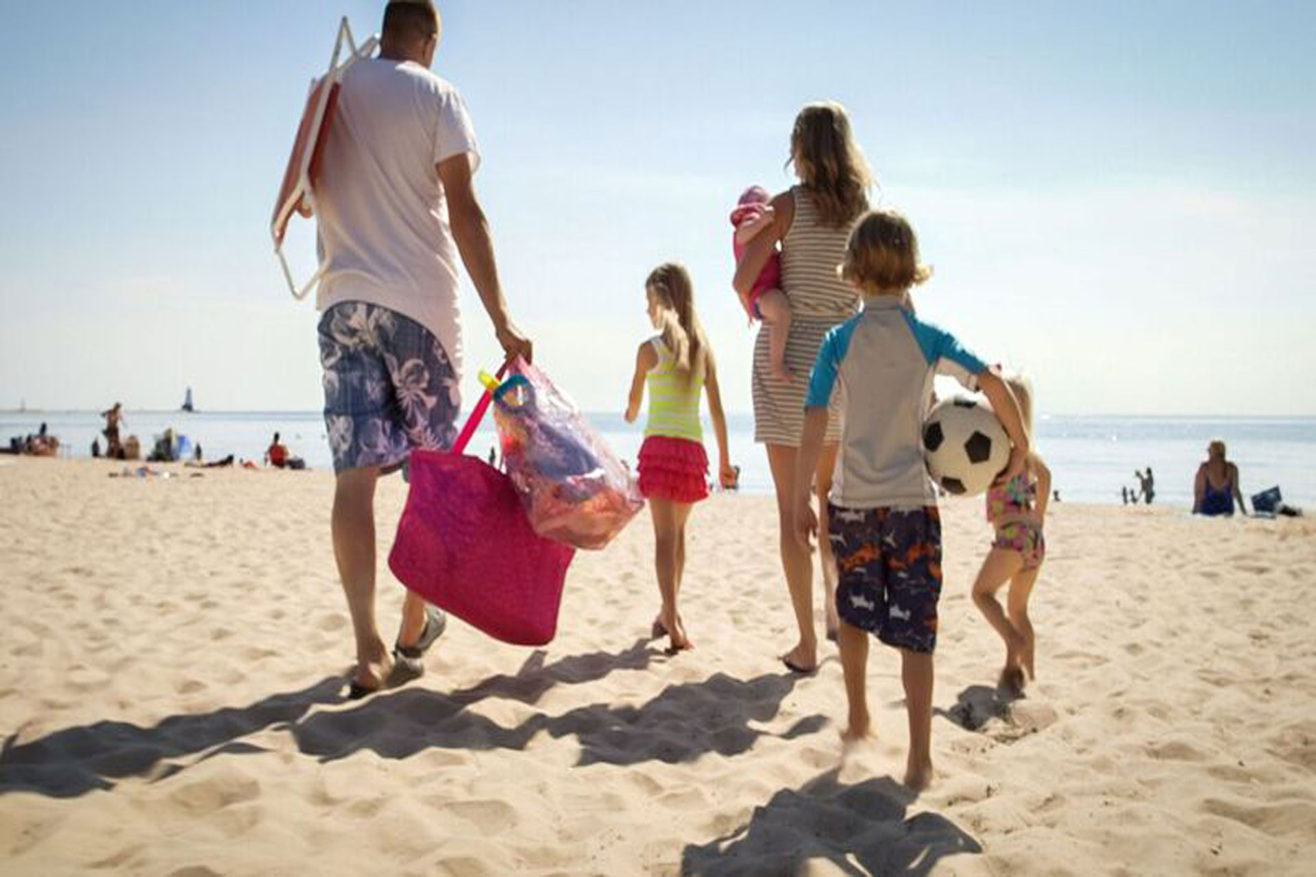 Family at Beach in Ludington, MI