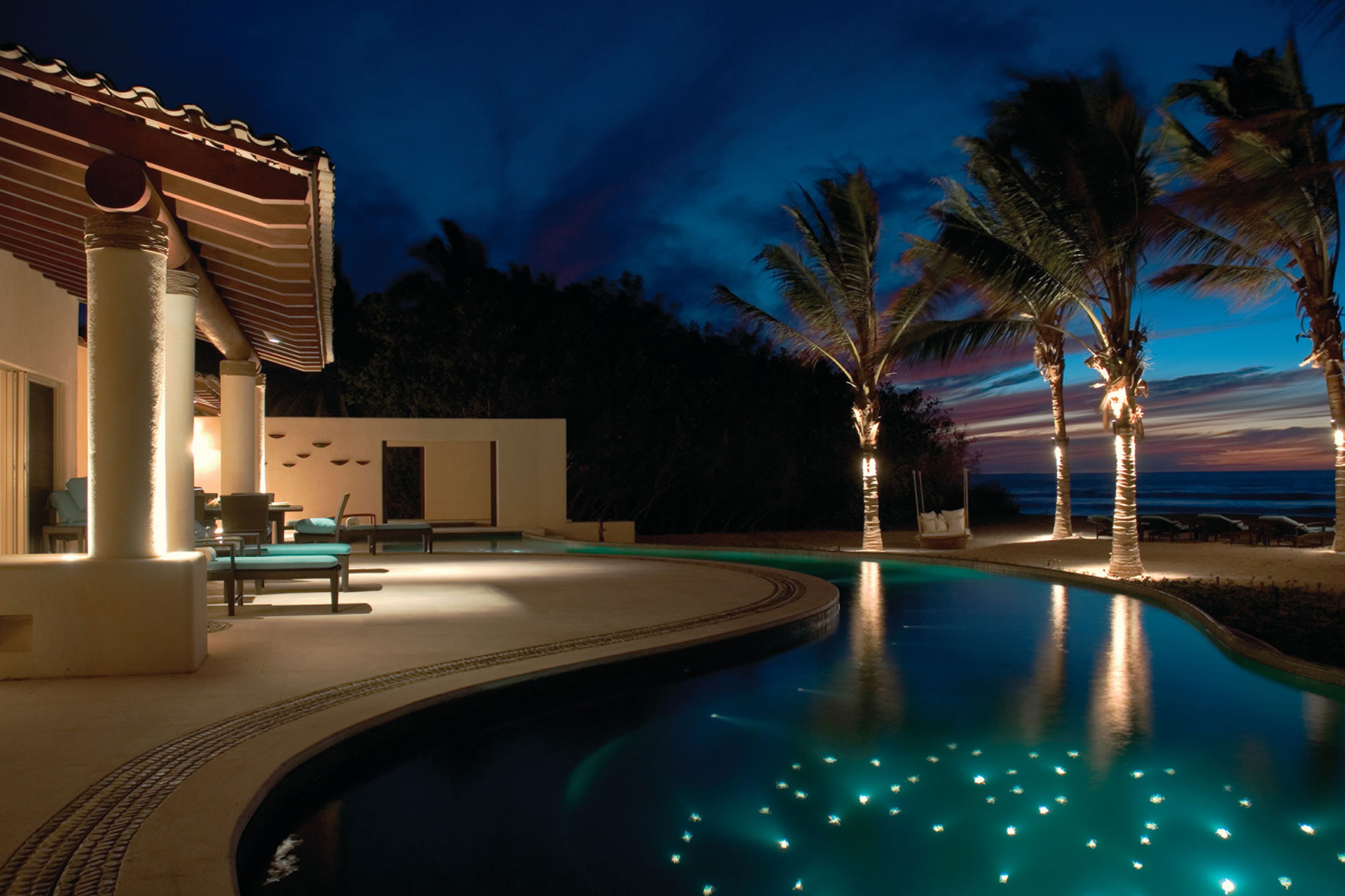Luxury Villa at Night at the Four Seasons Resort Punta Mita; Courtesy of Four Seasons Resort Punta Mita