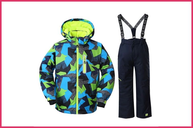 Girls/Boys Snowsuits Hooded Insulated Windproof Winer Coats Ski Jacket Snow Pants Set 