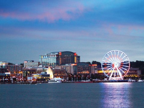 A View of National Harbor at Dusk; Courtesy of National Harbor