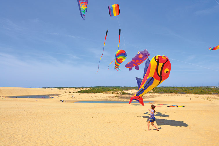 Young Girl Flying a Kite in Outer Banks, North Carolina