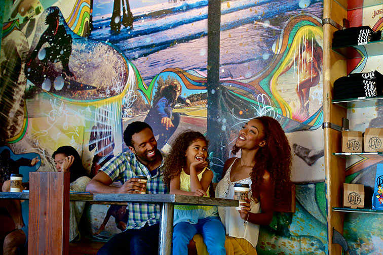 Family at Coffee Shop in Santa Monica, California