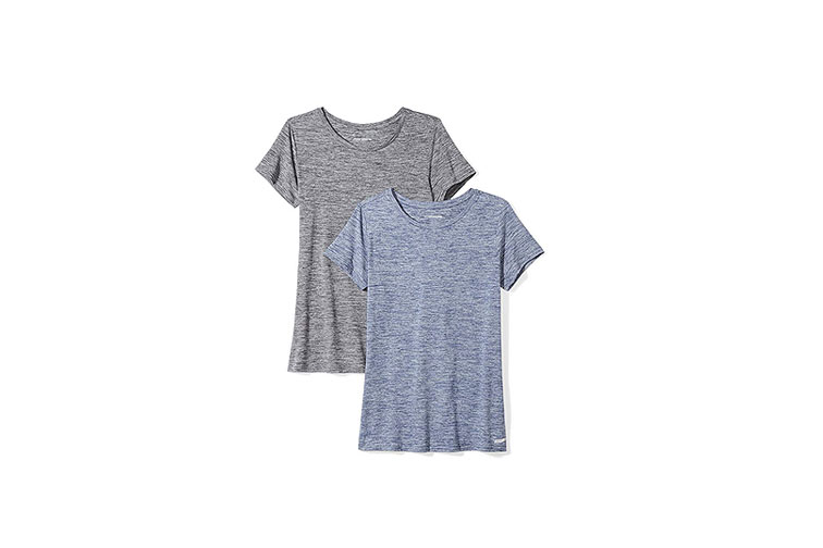 Amazon Essentials Women's 2-Pack Tech Stretch Short-Sleeve Crewneck T-Shirt