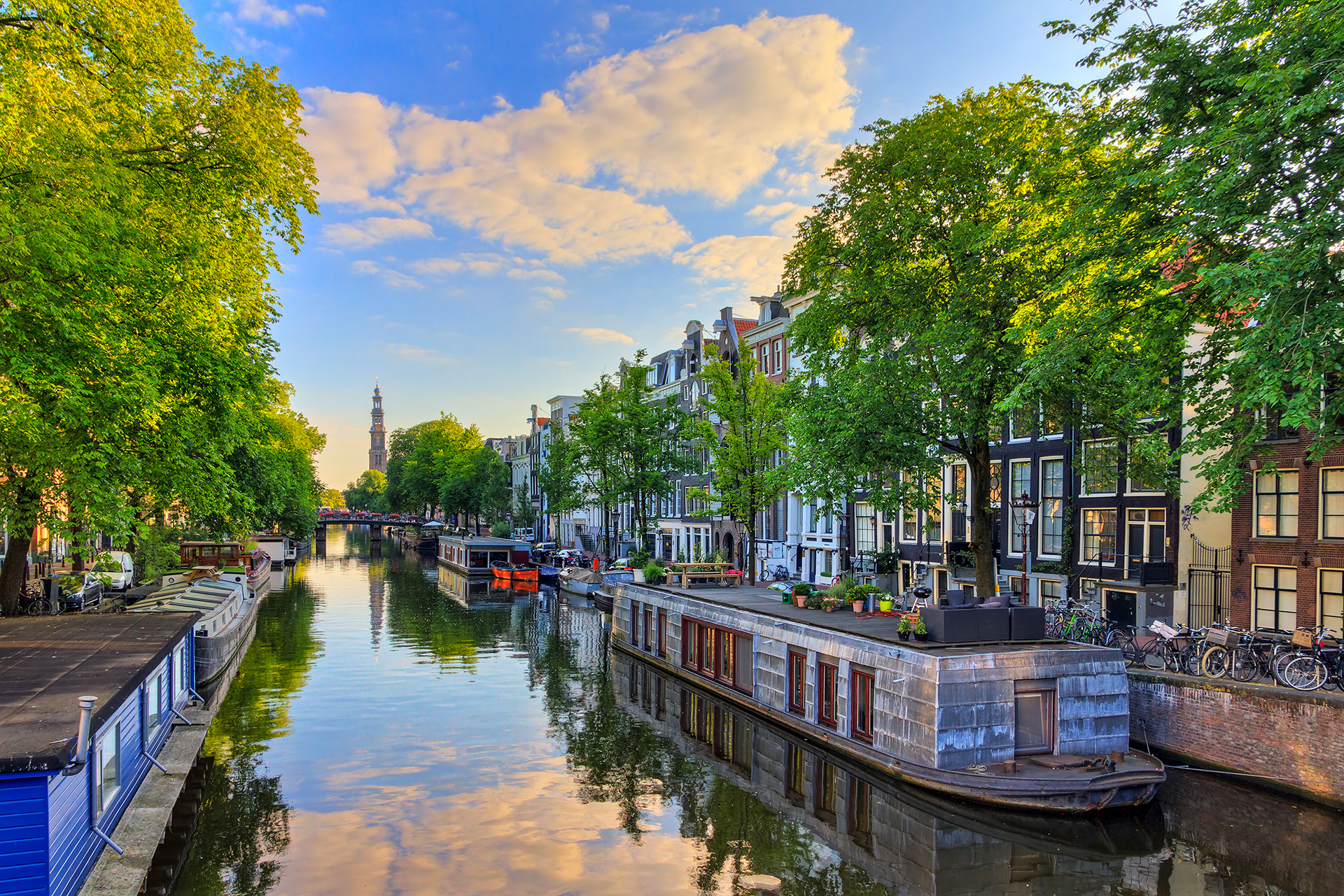 Houseboats at the UNESCO World Heritage Prinsengracht Canal