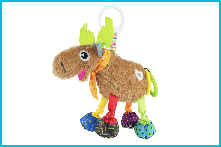 Courtesy of Amazon Lamaze Mortimer the Moose Clip on Toy; Courtesy of Amazon