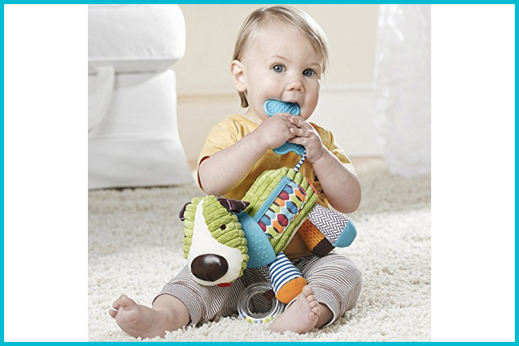 Courtesy of Amazon SkipHop Bandana Buddies Baby Activity and Teething Toy; Courtesy of Amazon