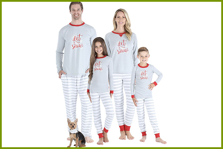 Courtesy of Amazon Let it Snow Matching Christmas Pajamas ; Courtesy of Amazon