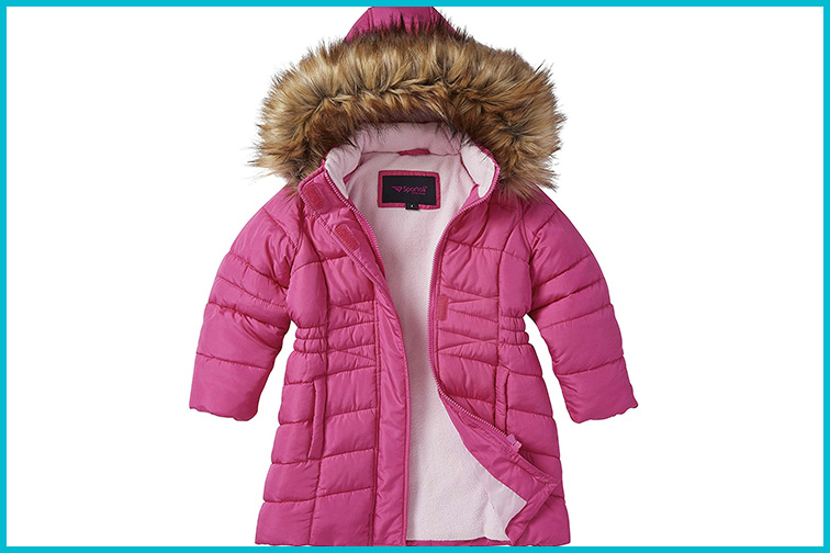 Phorecys Girls Winter Coats Thick Padded Mid Long School Jacket Parka with Fur Hood Age of 5-12