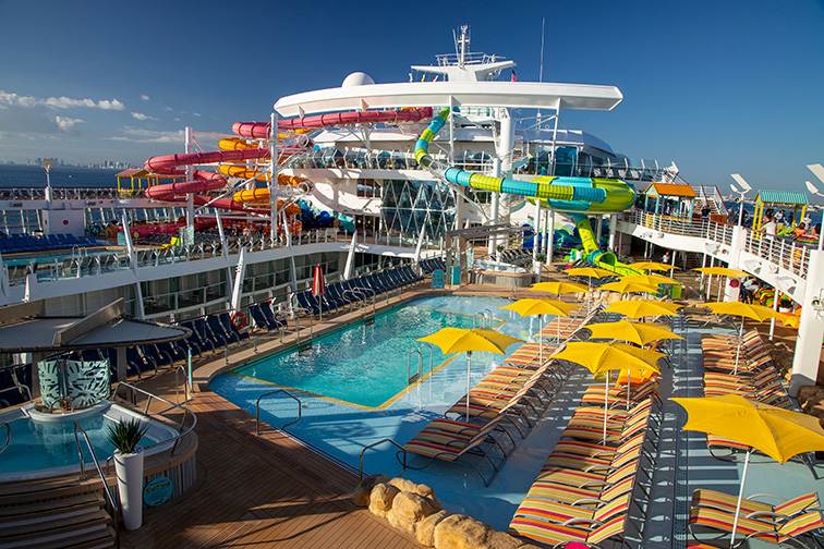 The reimagined, Caribbean pool deck on board Oasis of the Seas; Courtesy of Royal Caribbean