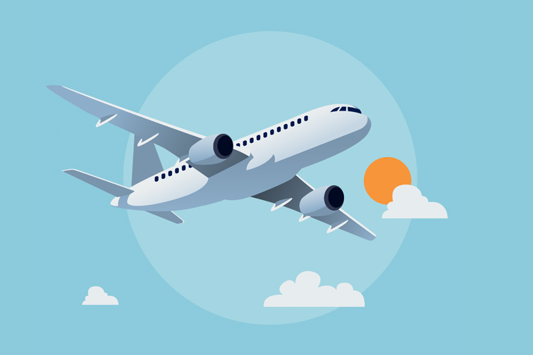 airplane flight graphic; Courtesy of Shutterstock