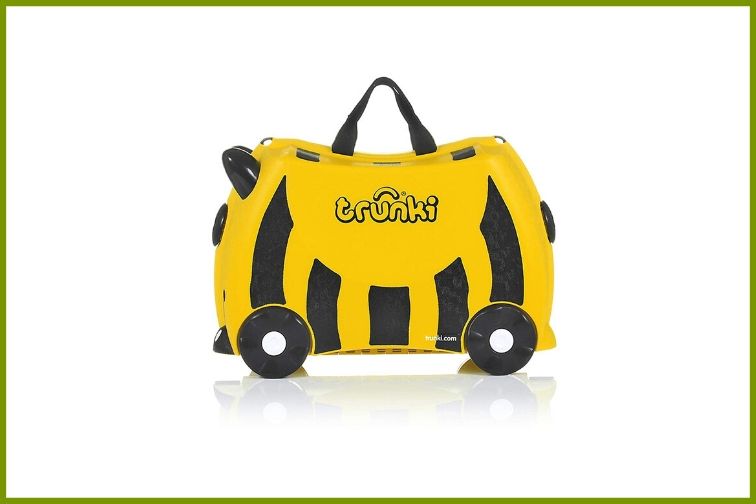 Trunki Original Ride Suitcase, black and yellow suitcase with wheels