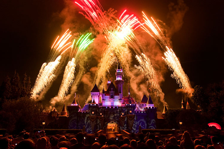 Fireworks at Disneyland in California