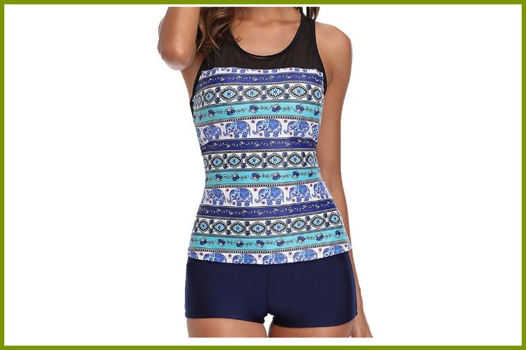 Yonique Racerback Tankini Swimsuit with shorts