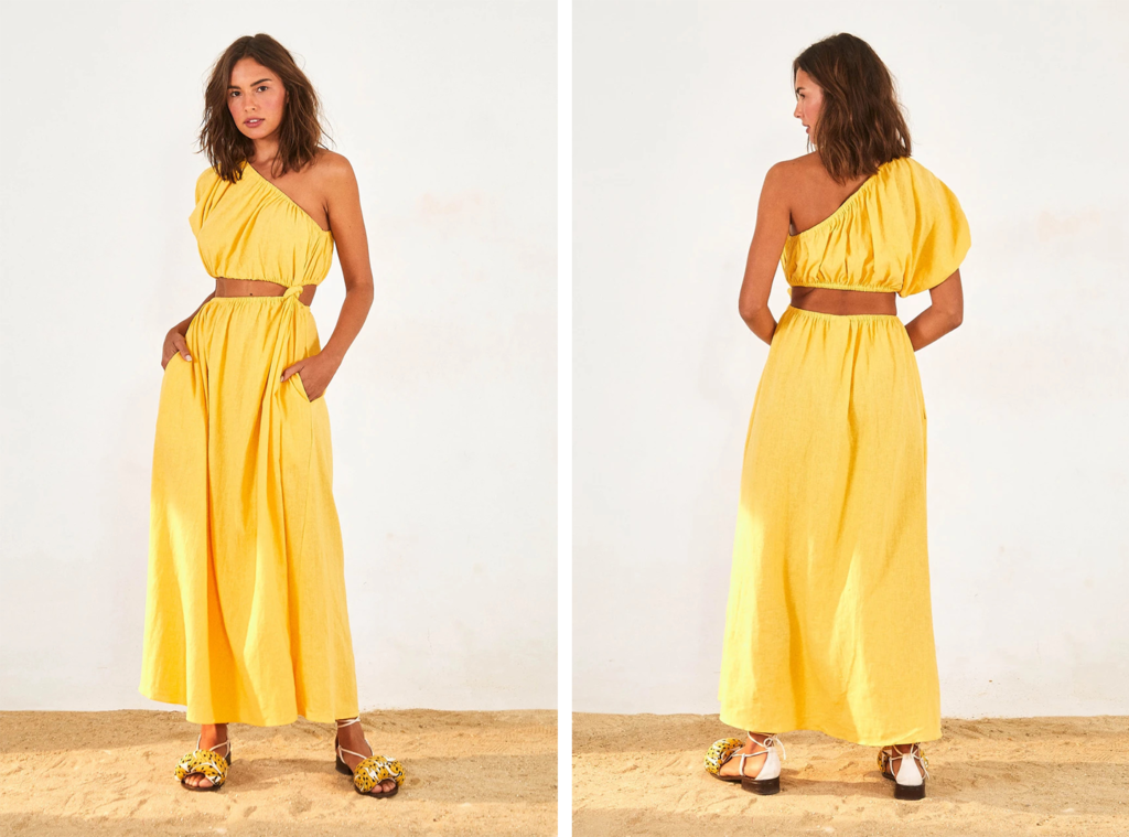 FarmRio Yellow Open Waist Midi Dress  