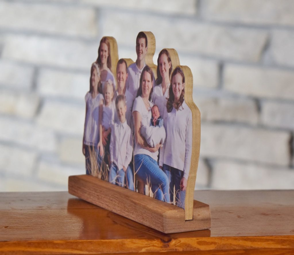 Wooden photo statue display