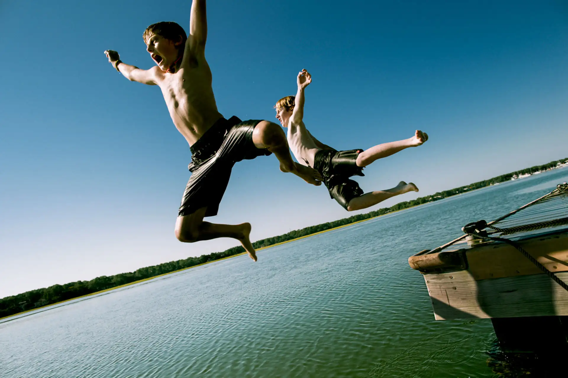 Kids Jumping Off Dock in Hilton Head, SC
