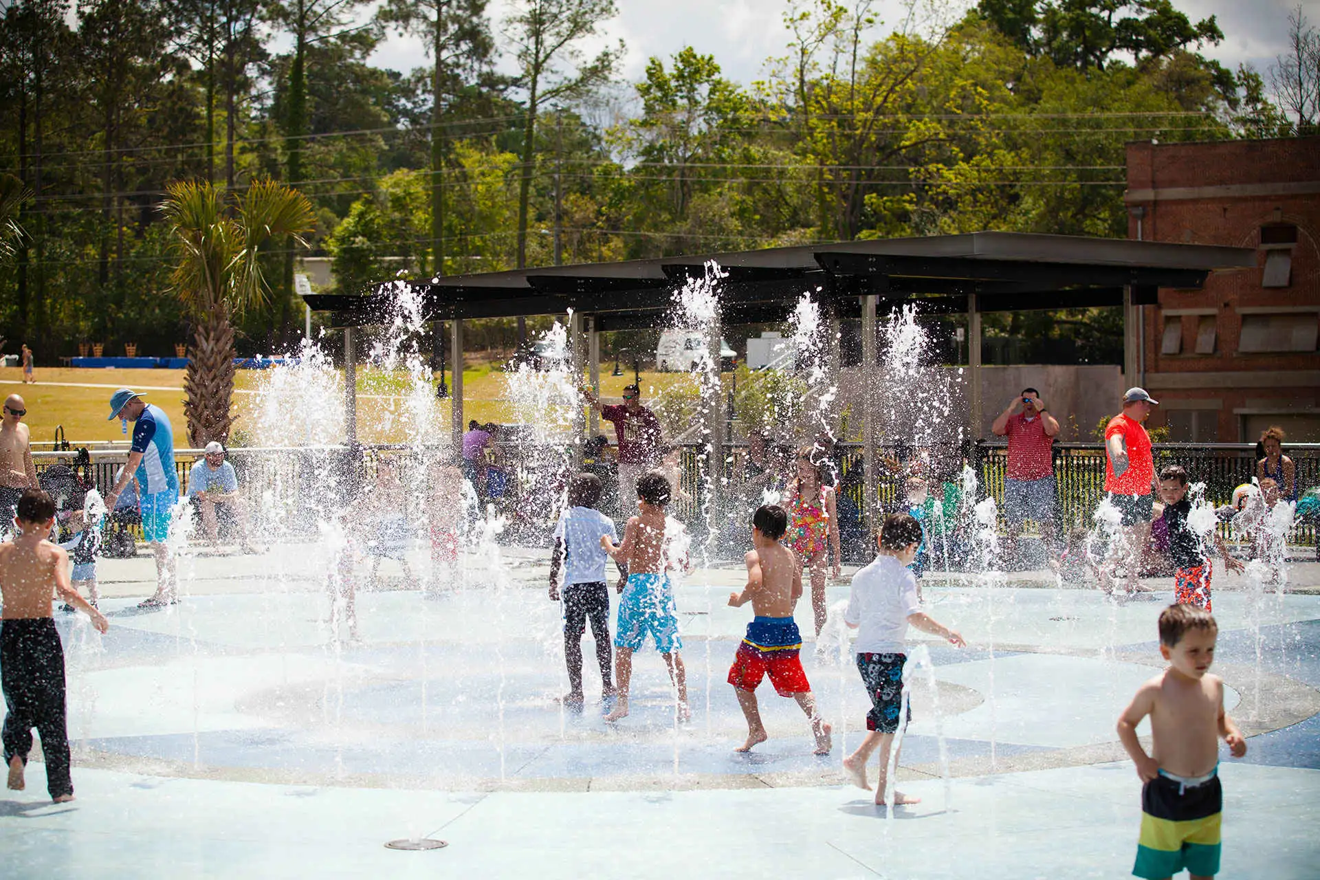 Kids Play in Water Fountain in Tallahassee, Florida; Courtesy of Visit Tallahassee