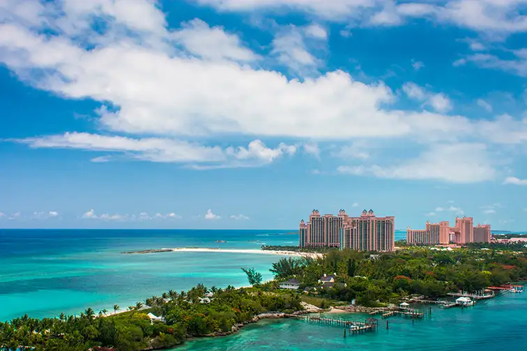 Atlantis and Paradise Island View of Paradise Island and Atlantis, Nassau Bahamas; Courtesy of M Colin/Shutterstock