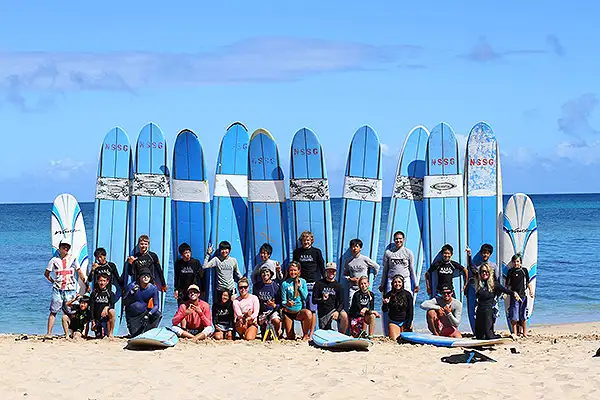 Surf lessons at Camp Erdman in Honolulu.