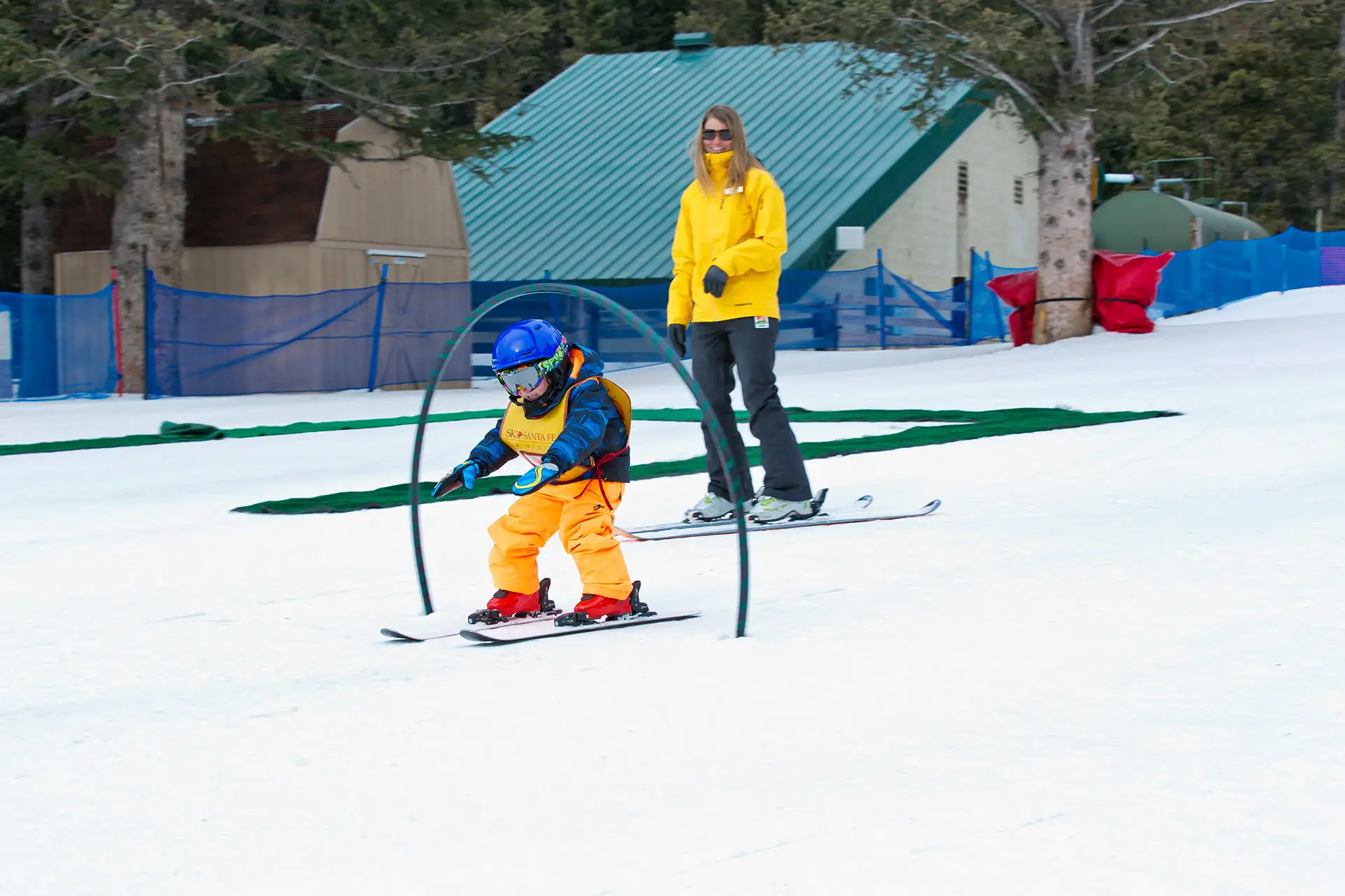 A little one learning how to ski at Ski Santa Fe in New Mexico.; Courtesy of Ski Santa Fe