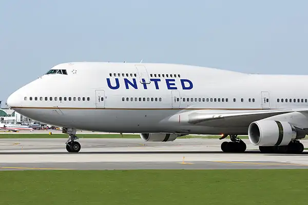 A United Airlines plane flying out of Chicago