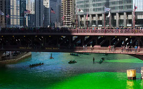 Chicago River on St. Patrick's Day