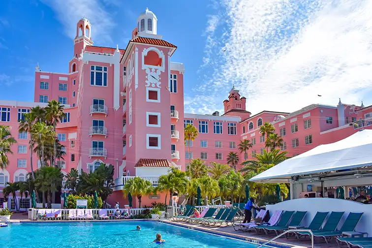 Don CeSar Hotel exterior and pool; Courtesy of VIAVAL/ Shutterstock
