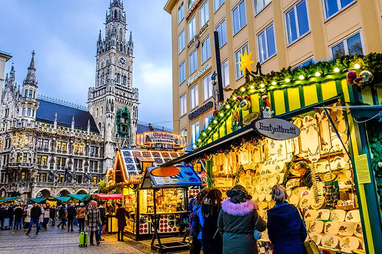 sales booth at the christmas market in Munich, Germany; Courtesy of FooTToo /Shutterstock