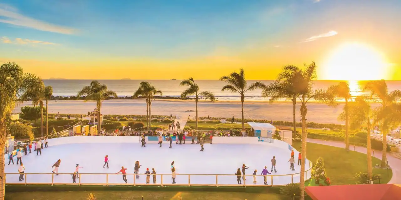 People skating at Hotel Del Coronado