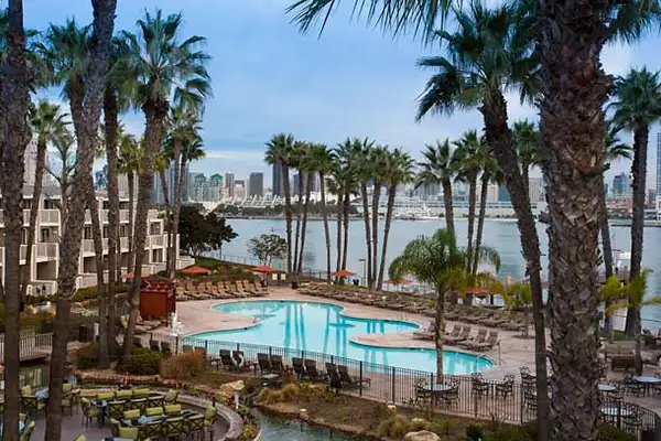 An exterior shot of Marriott Coronado Island Resort and Spa in Coronado, Calif