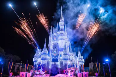 Cinderella's Castle in Magic Kingdom frozen over in honor of Disney's 'Frozen.'